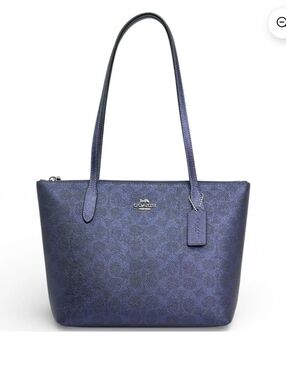 Coach Fiona Zip Tote Bag In  Metallic Blue